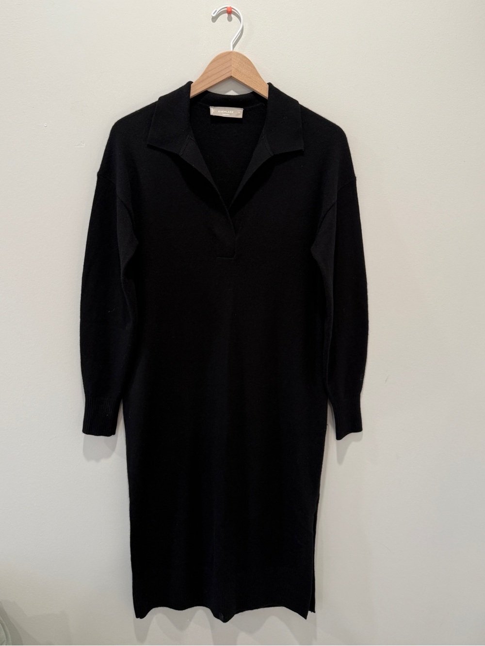 Everlane Cashmere Black Polo Midi Dress